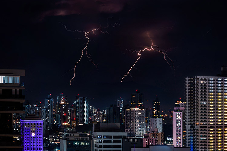 Charging the night sky - tropical storm in Panama City